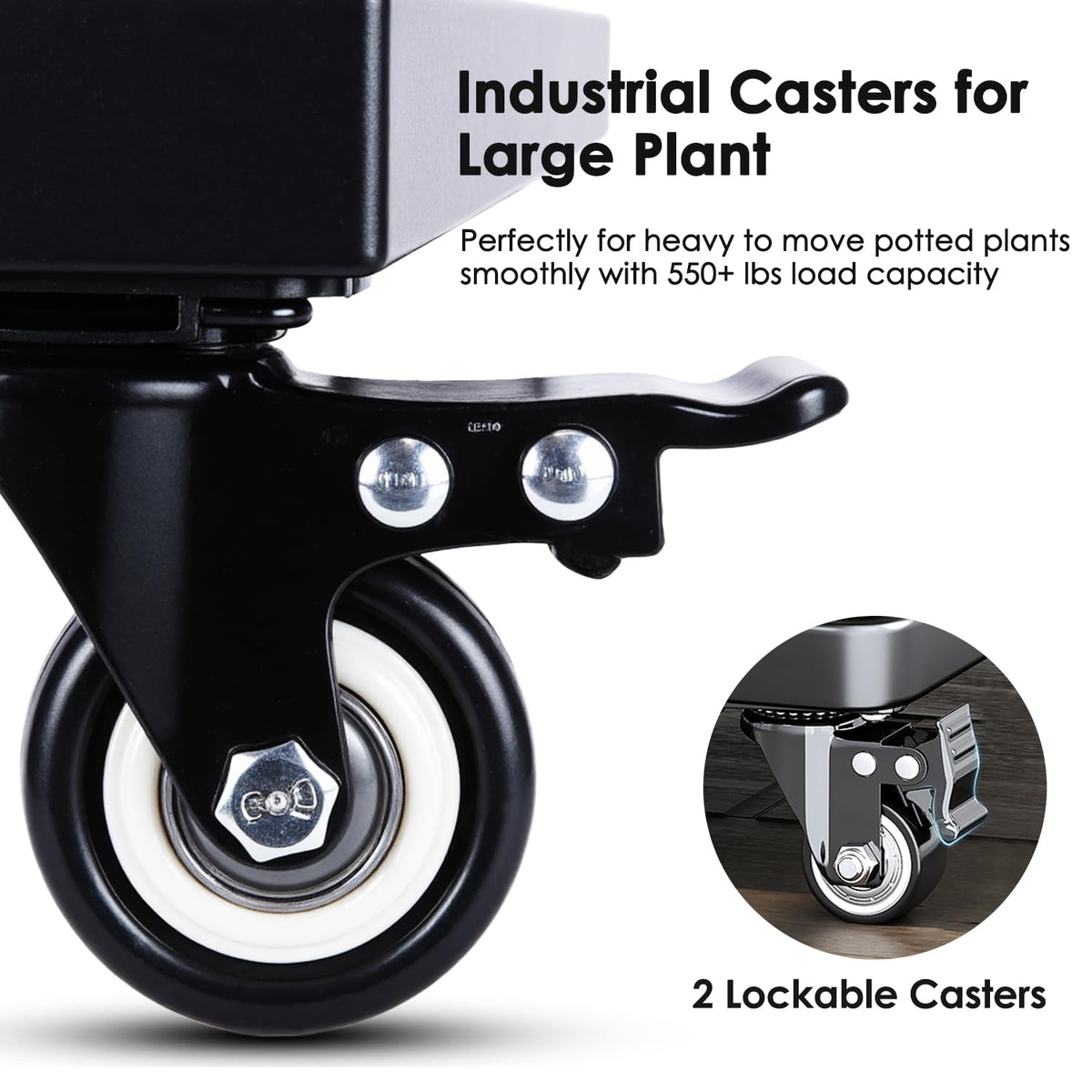 Hongsane lockable casters on plant stand for secure placement
