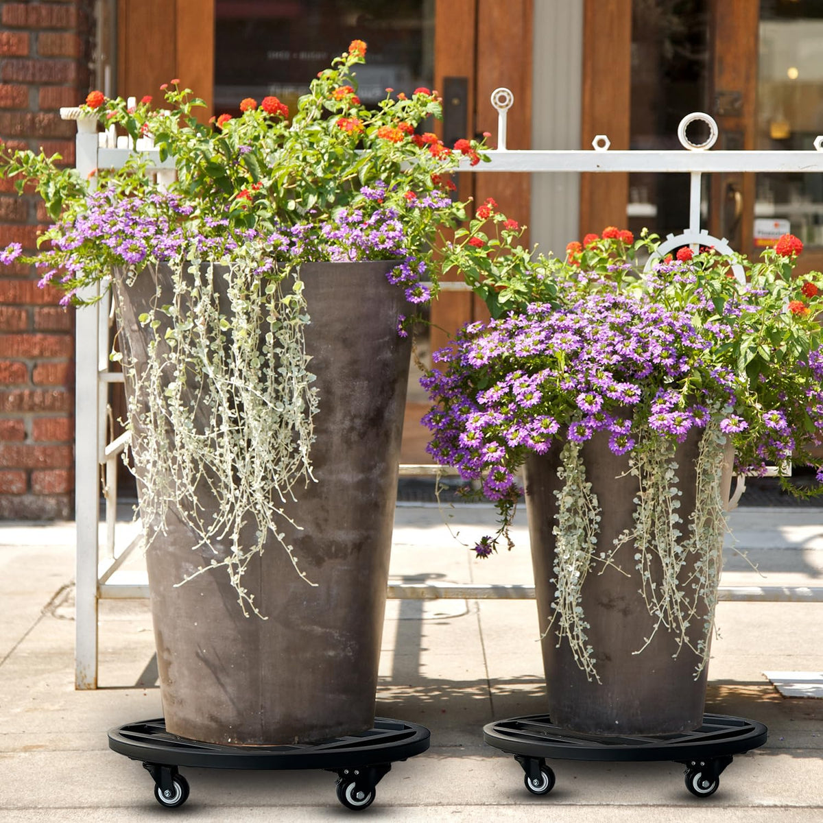 Hongsane outdoor patio-ready plant caddy in action