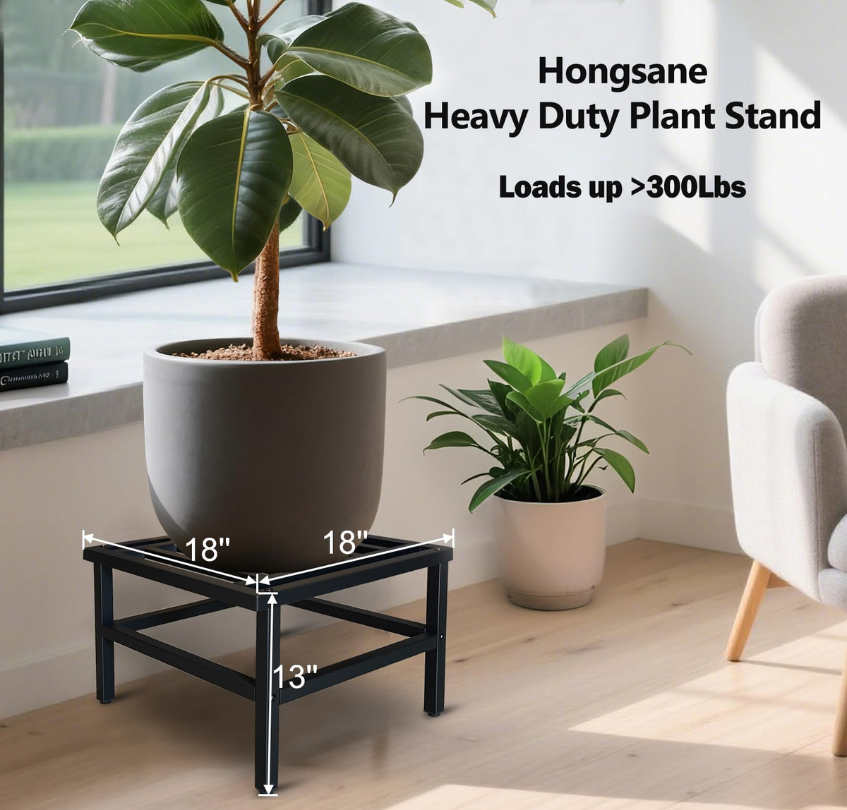Hongsane plant stand side profile highlights stability for outdoor use.