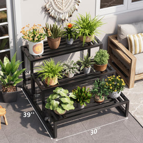 Hongsane 3-tier plant stand side view showing versatile layouts for space efficiency