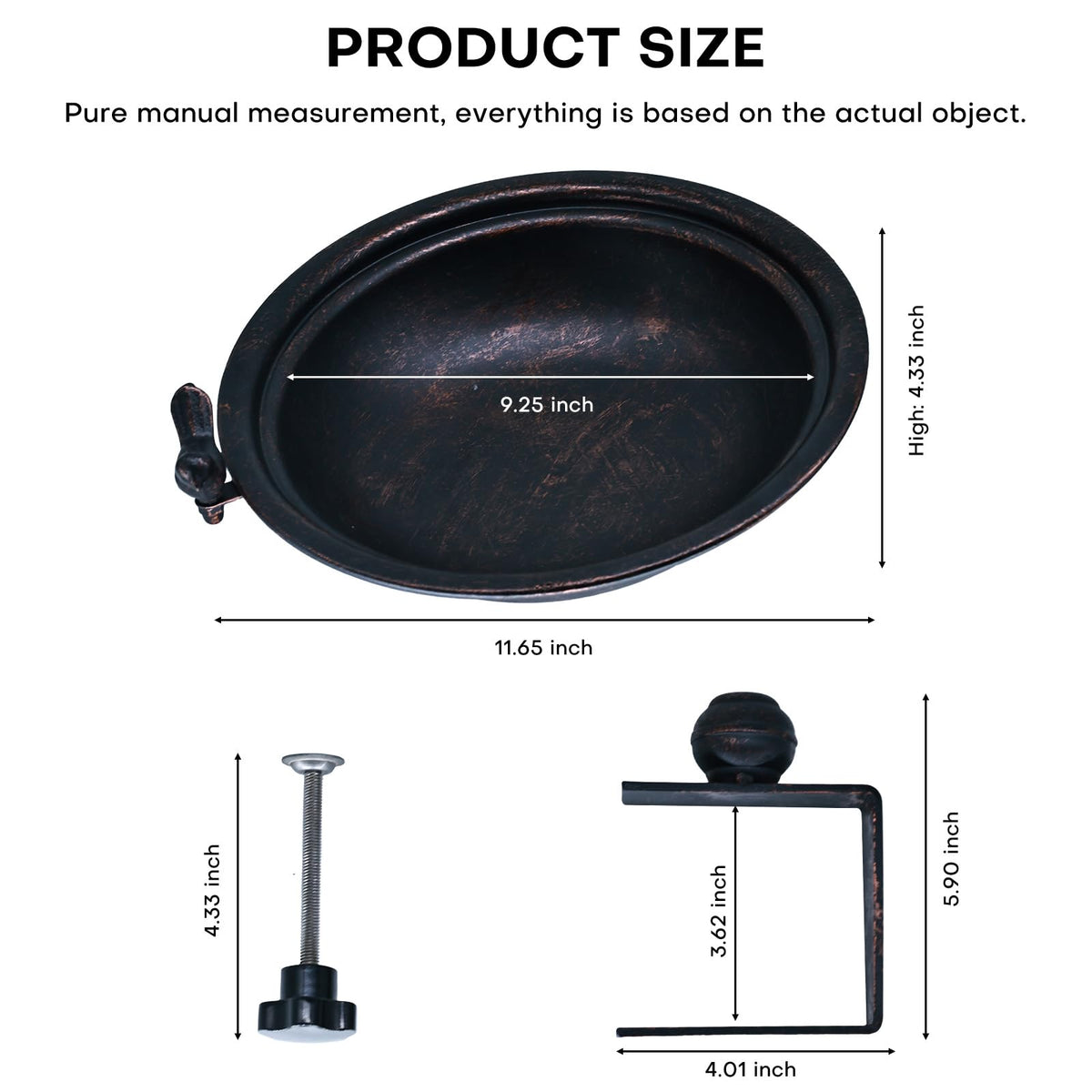 Hongshifu bronze bird bath with detachable basin for easy cleaning and refills