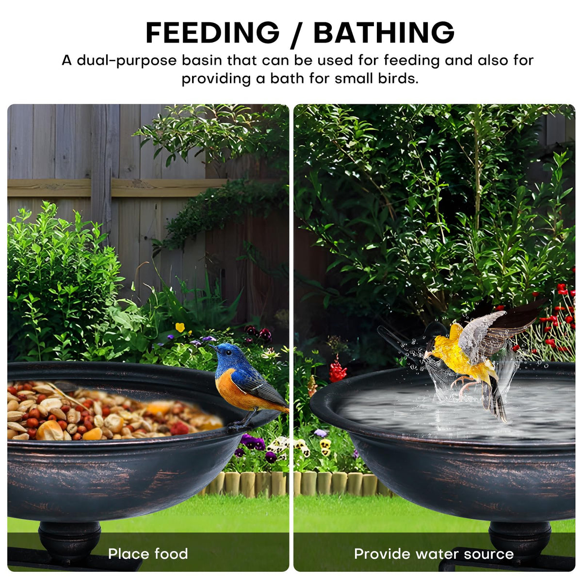 Hongshifu outdoor bird bath close-up highlighting corrosion-resistant finish