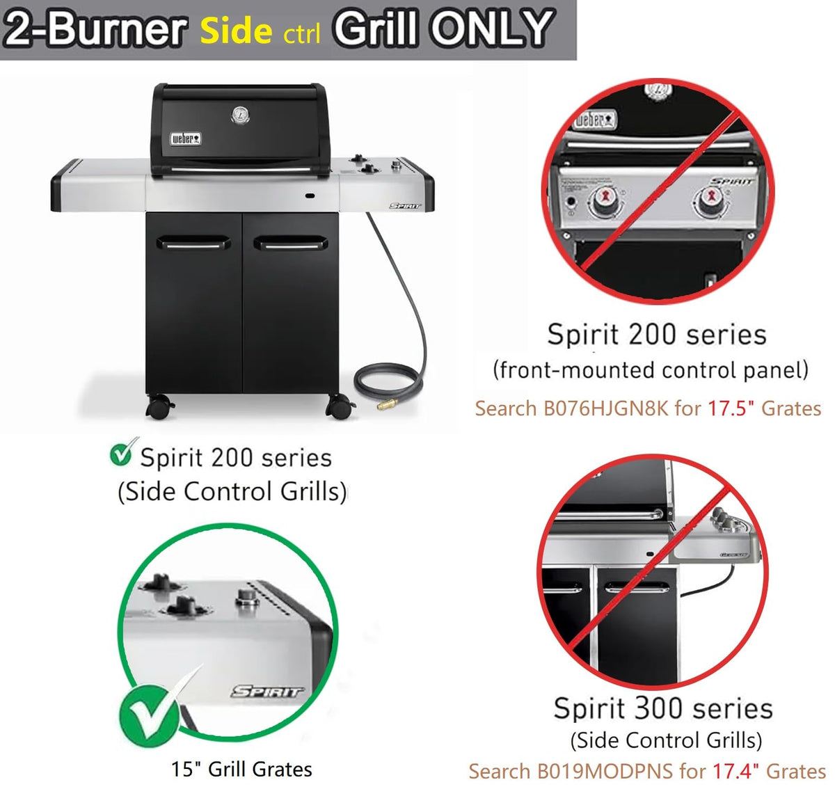 Hongso 65905 SCG521 grates for Spirit E/S 200 series — rust-resistant and easy to clean