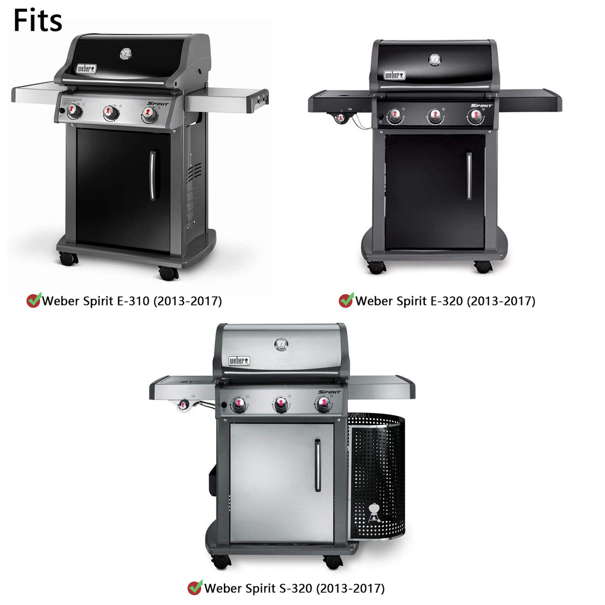 Hongso 7636 flavorizer bars installed on Weber Spirit; durable fit and reliable performance.
