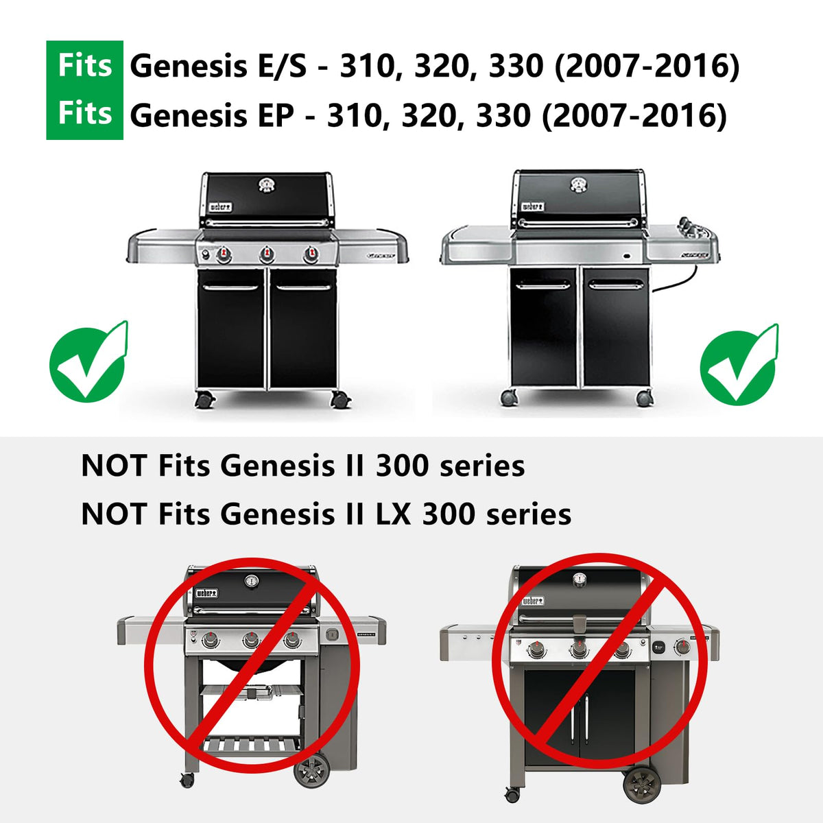 Hongso grates installed on Genesis EP-320, demonstrating broad compatibility with 300-series grills.
