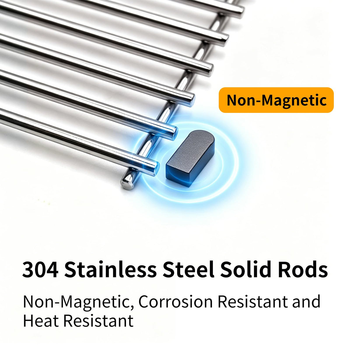 Round-end Hongso grate rods provide safer handling during grilling and cleaning.