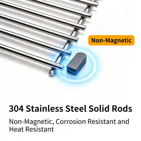 Round-end Hongso grate rods provide safer handling during grilling and cleaning.