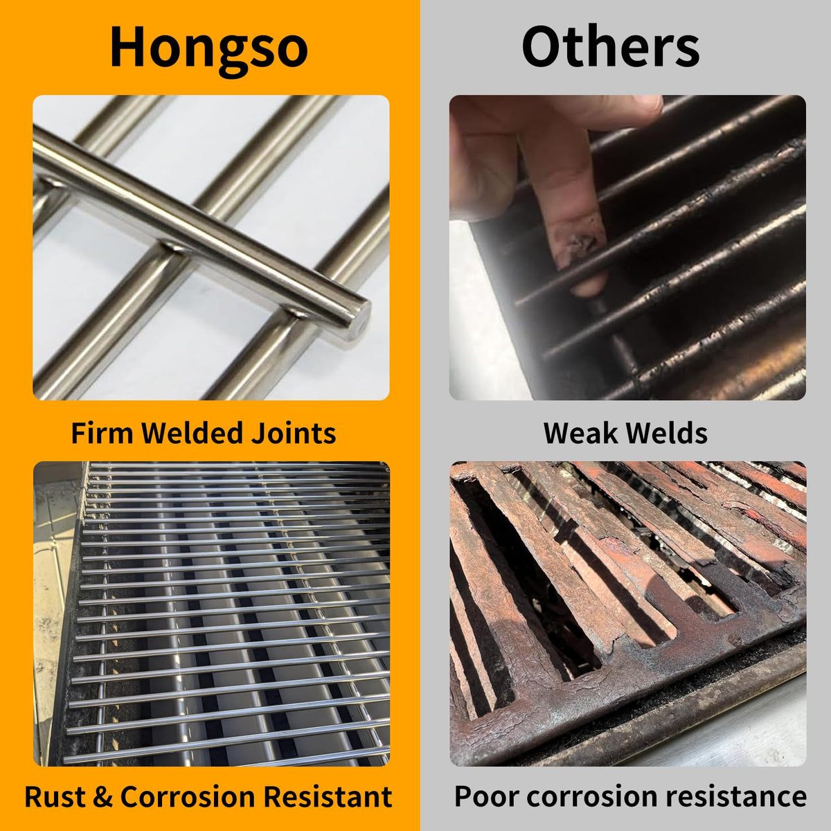 Two-piece Hongso grate layout showing 19.5 x 25.5 inch total surface area.