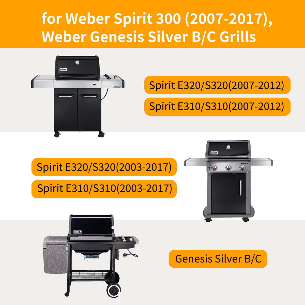 Hongso two-piece cast iron grate set for Spirit II and Spirit 700 with sturdy fit.