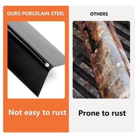 Closeup of Hongso enamel-coated flavorizer bars showing rust-protective finish