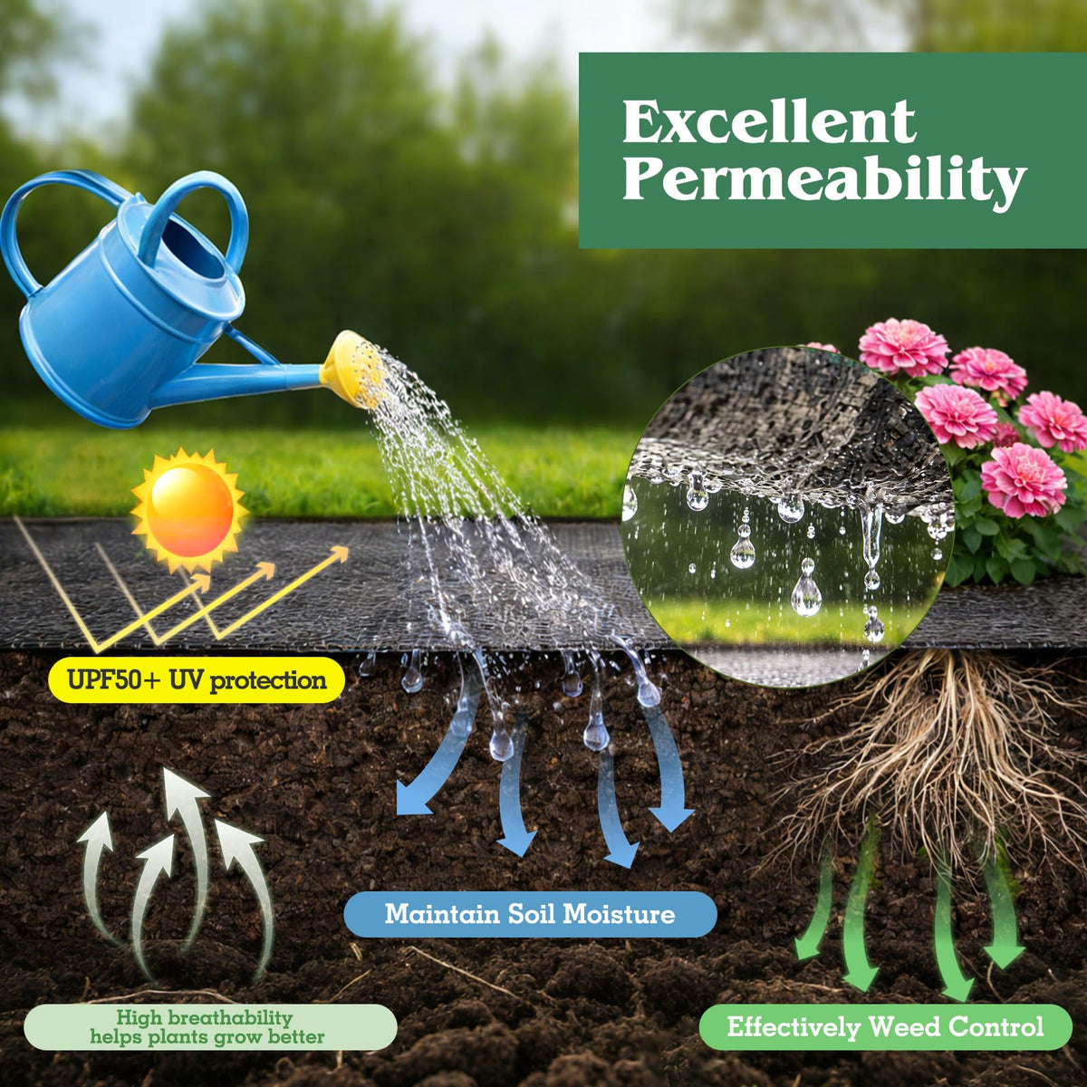 HongWay 40 U-shaped stakes secure the film for long-lasting ground cover.