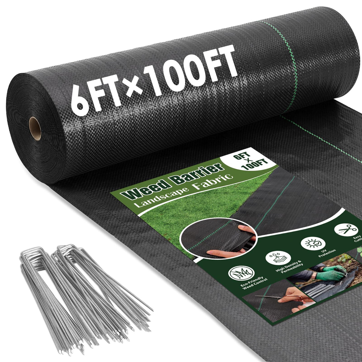 HongWay weed barrier fabric roll shields garden beds from weeds while letting water through.