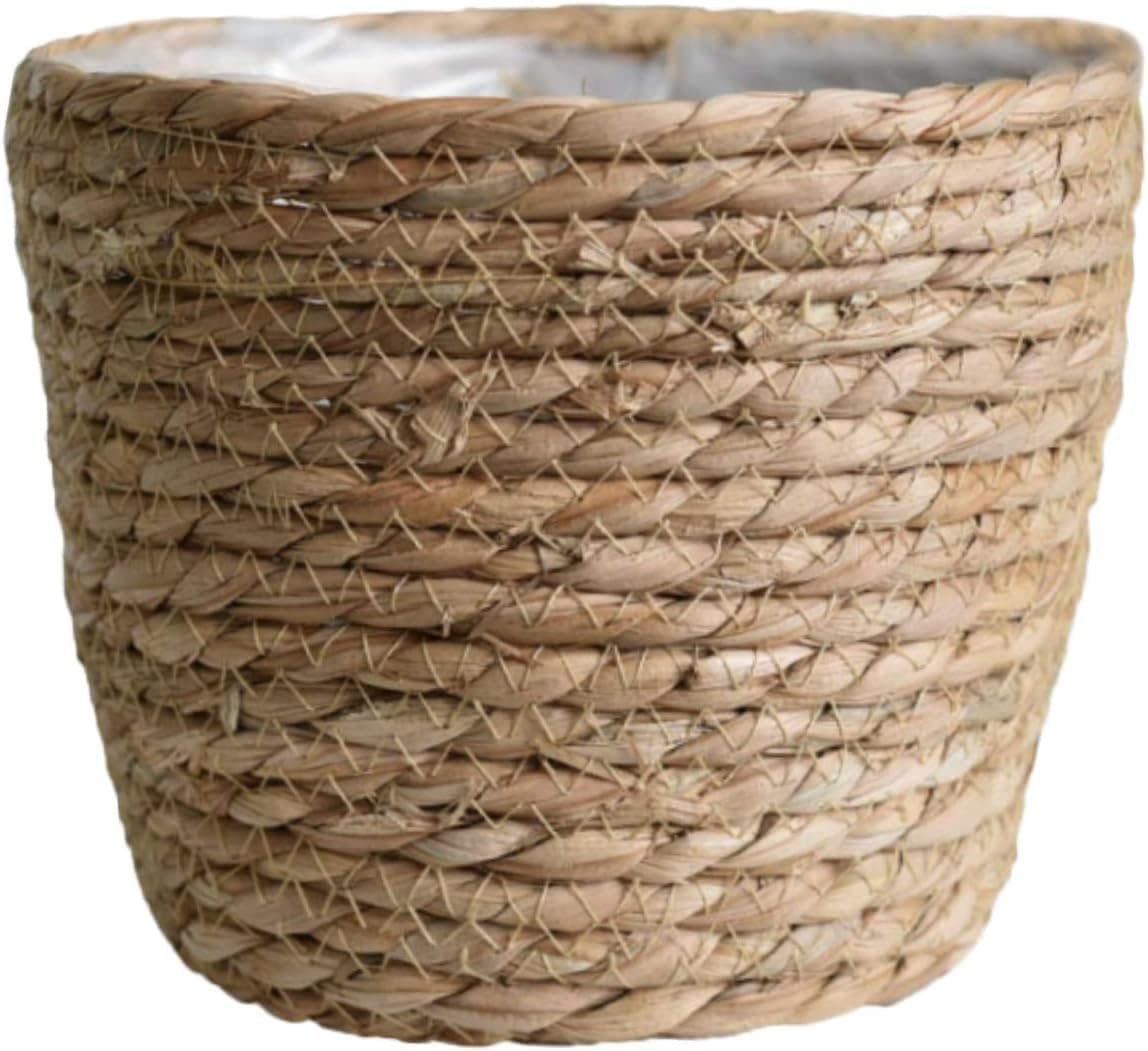 HONGXIMY seagrass planter basket 6x6 in provides compact indoor plant display.