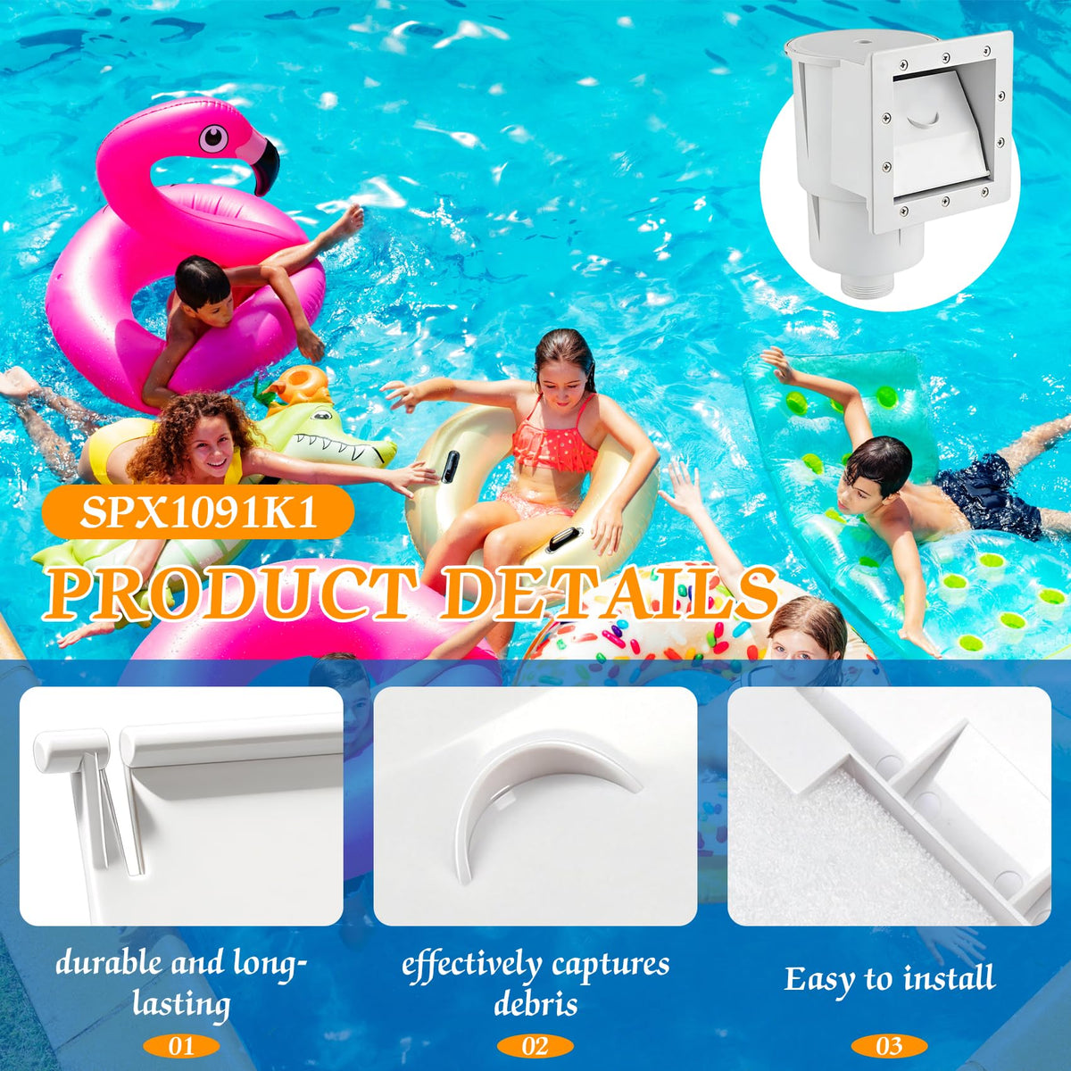 Honkador SPX1091K1 door fits Hayward SP1091LX for seamless skimmer performance.