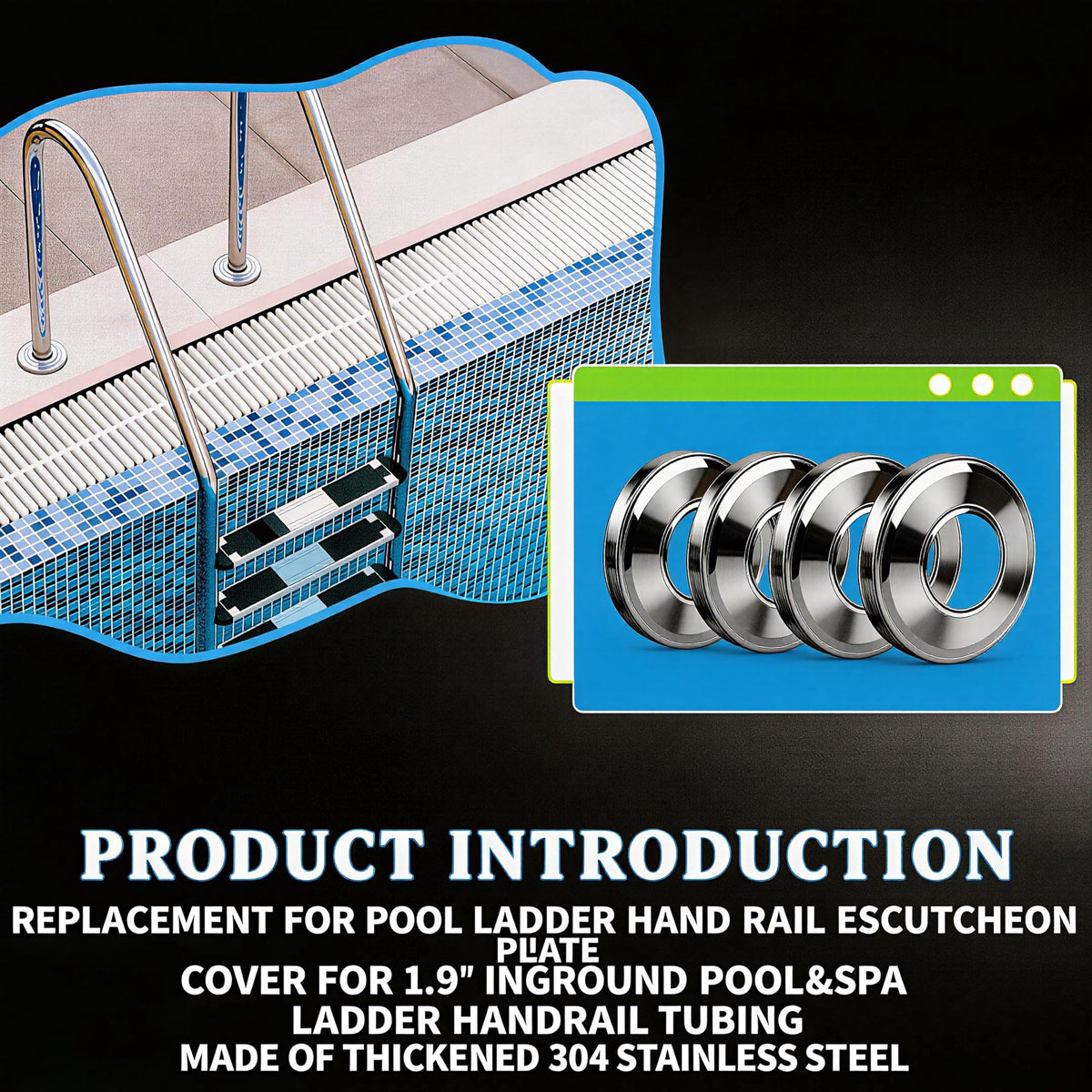 Honkador stainless steel 304 construction offers corrosion resistance in pools.