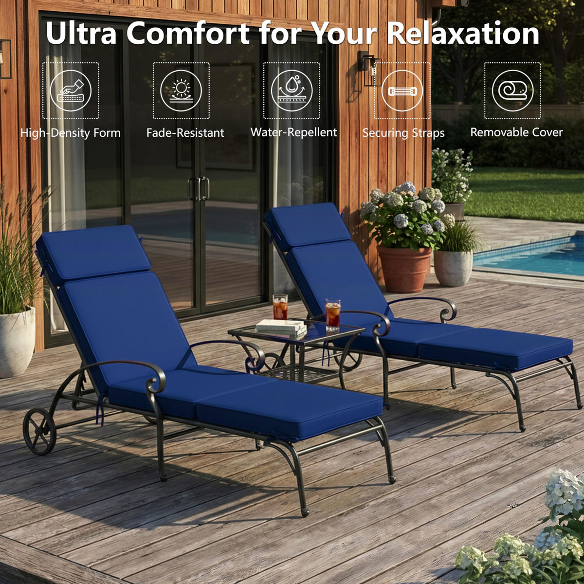 Honorbox four-section design supports body contours on loungers.
