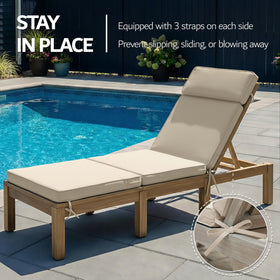 Honorbox cushions stay in place with six tie straps on your chaise.