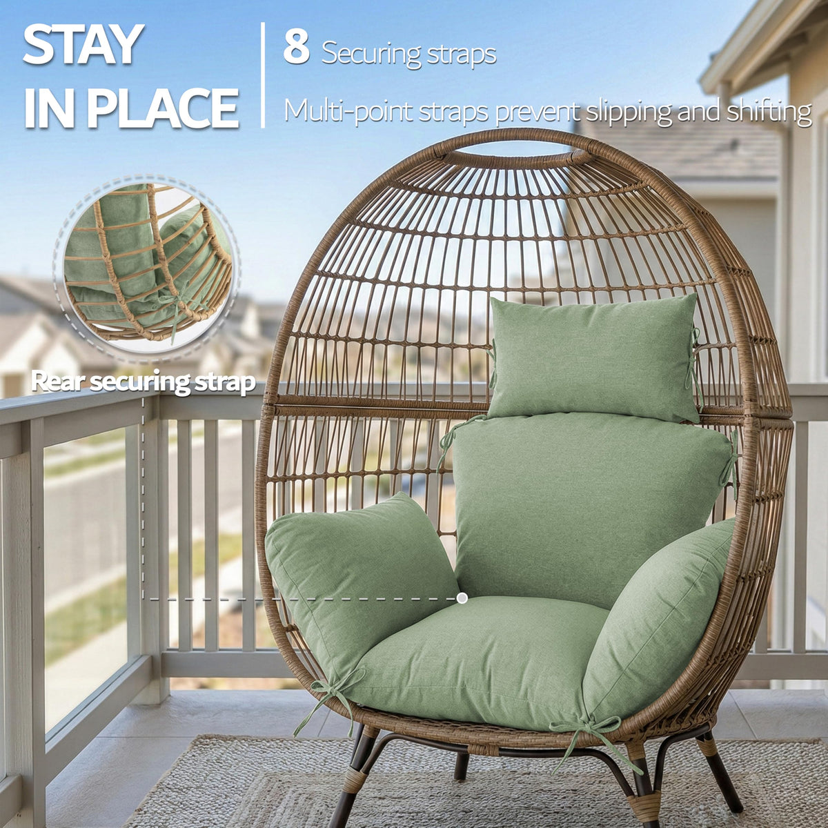 Honorbox egg chair cushion fits most single hanging chairs.