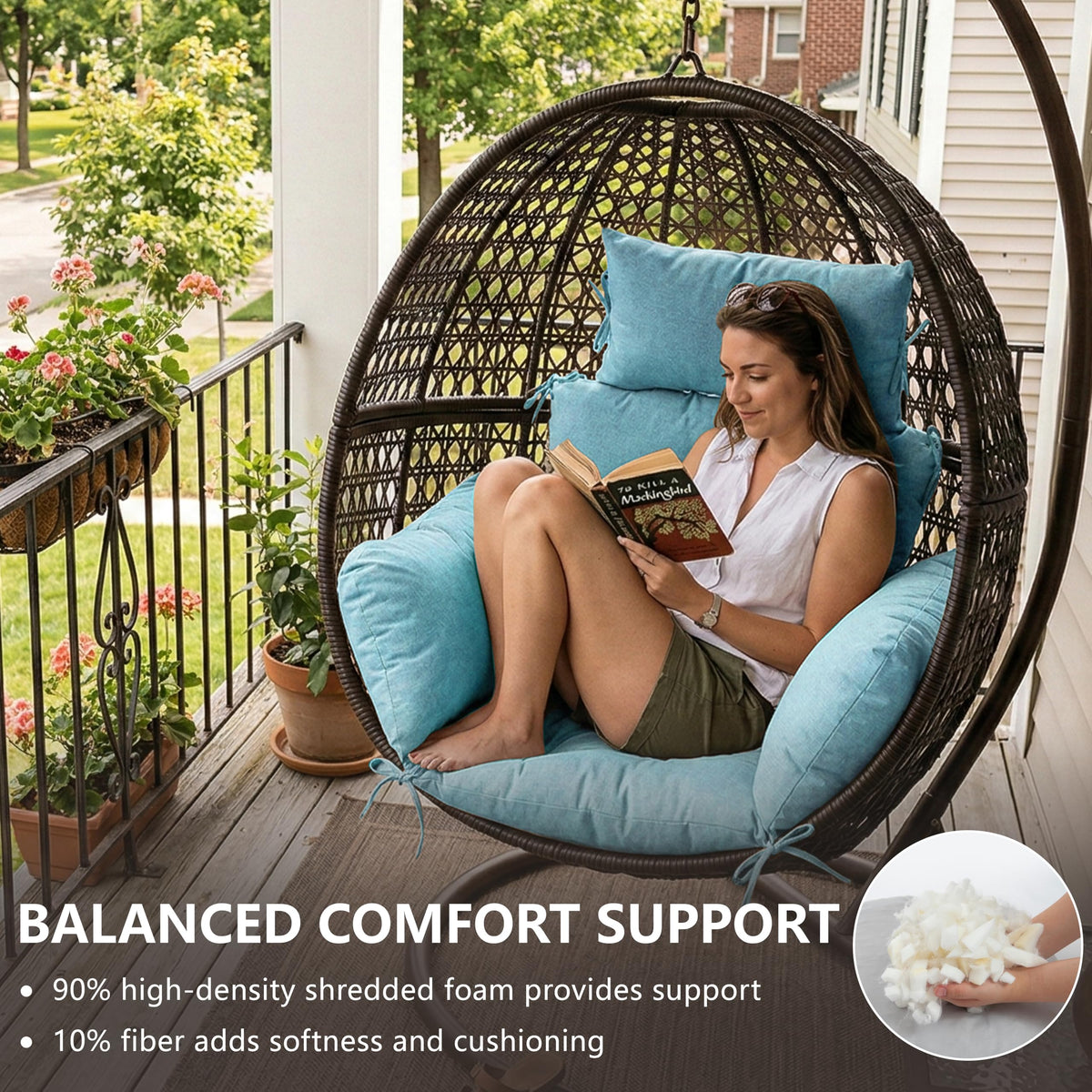 Honorbox Egg Chair Cushion Foam Fill delivers supportive plush comfort that resists flattening.