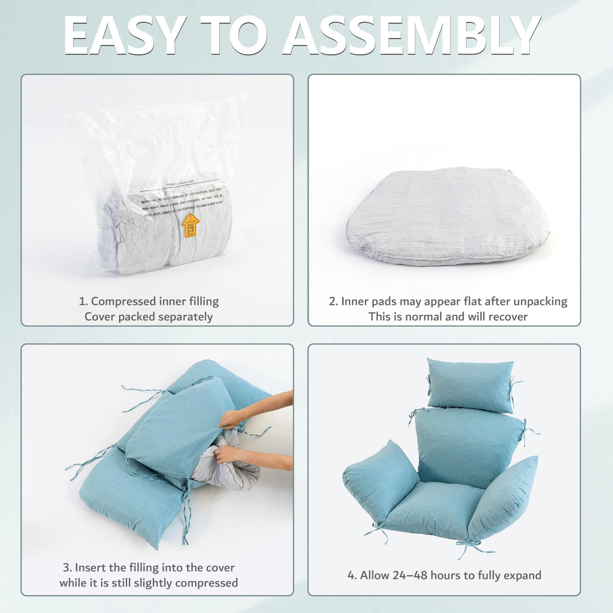 Honorbox Egg Chair Cushion Indoor-Outdoor Use suits patios and sunrooms alike.