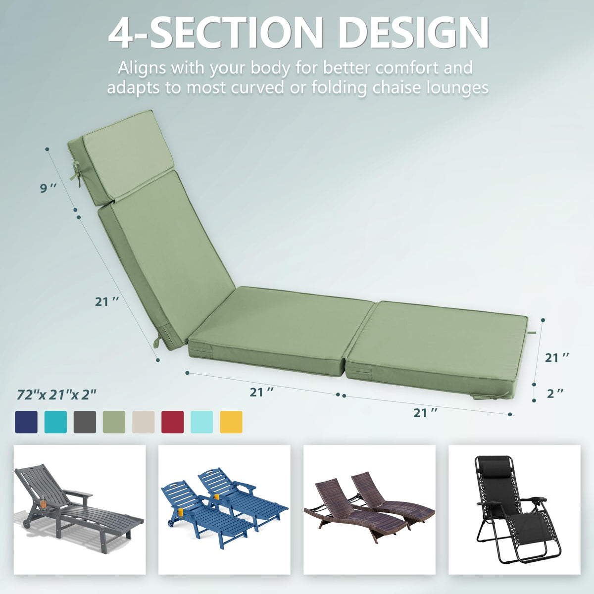 Honorbox high-density foam core delivers firm support for extended outdoor lounging.