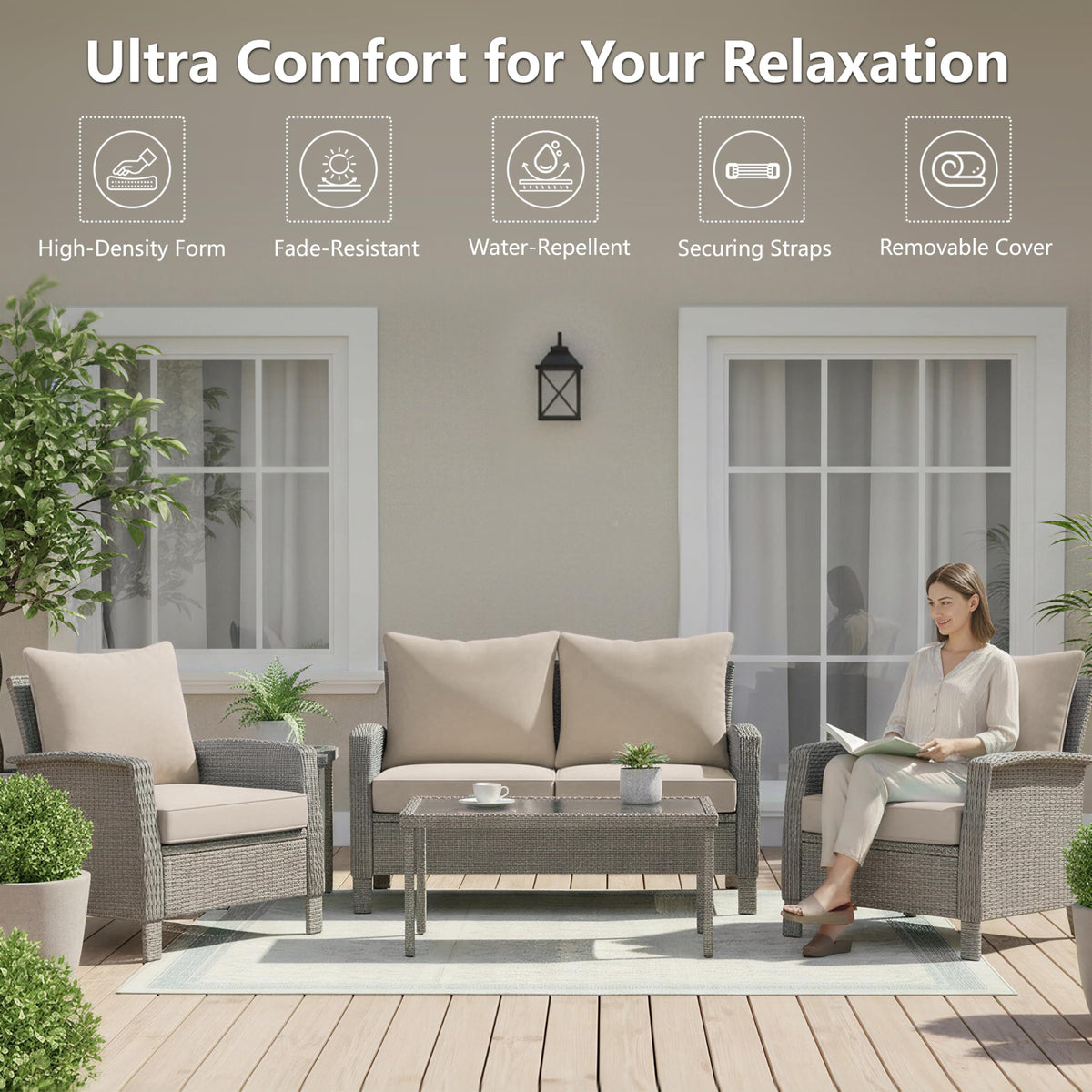 Honorbox cream cushion set with removable cover enables easy washing and upkeep.
