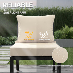 Honorbox 24x24 cushion fabric is water-repellent and fade-resistant for outdoor use.