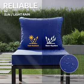 Honorbox navy cushion with inner waterproof film guards against moisture.