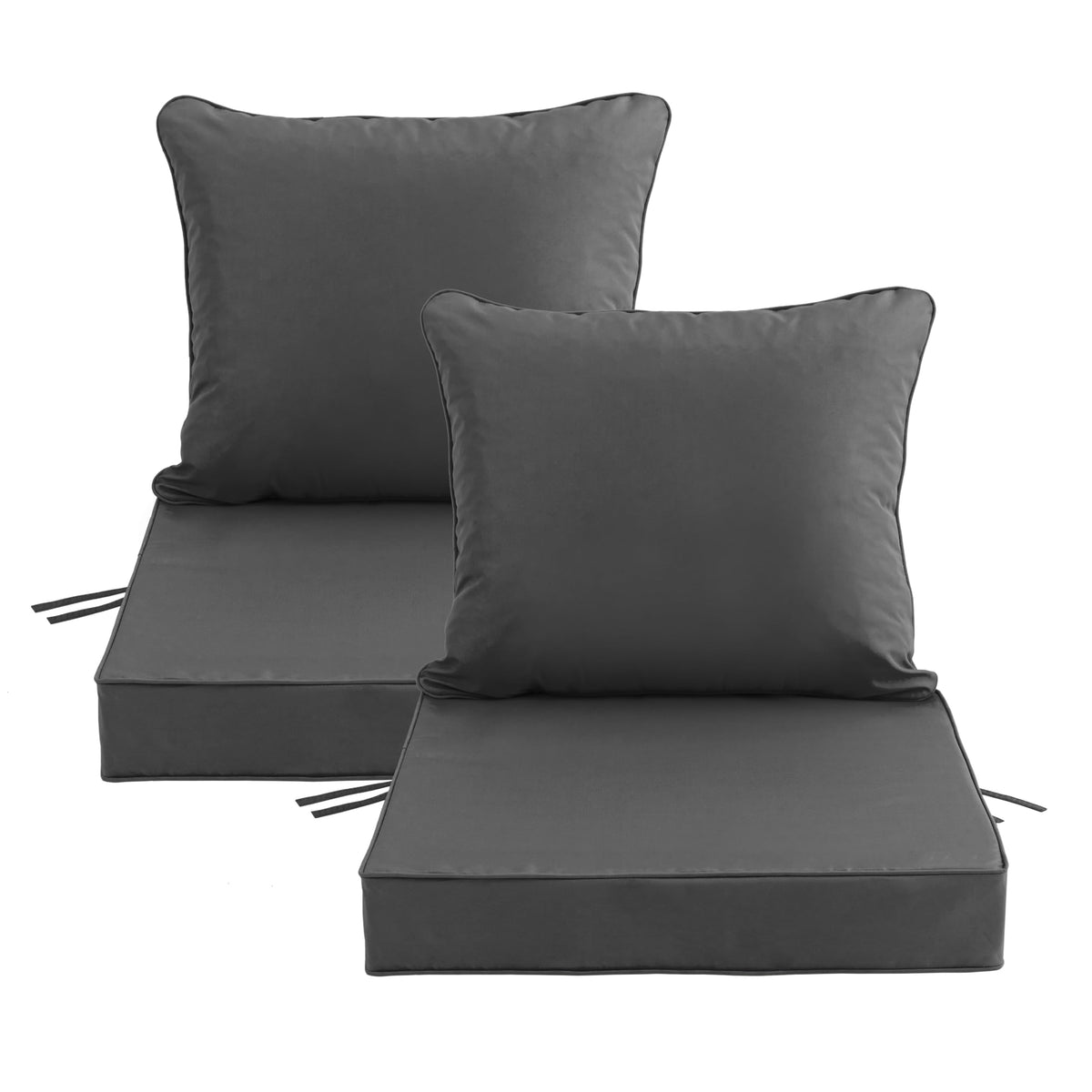 Honorbox outdoor cushions front view in dark grey, durable weather-ready fabric.