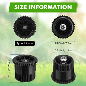 Honoson 17VAN adjustable nozzle shows 0–360° control for versatile coverage.