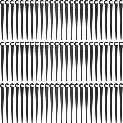 Honoson 240-pack irrigation stake set secures tubing in garden beds.
