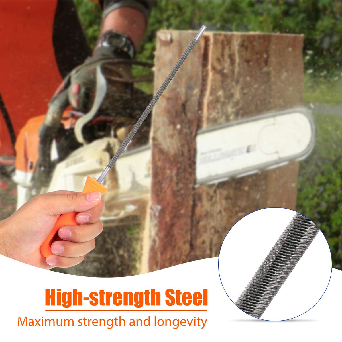 Honoson 1/5 inch file handles heavy-duty chain edge restoration with reliability.