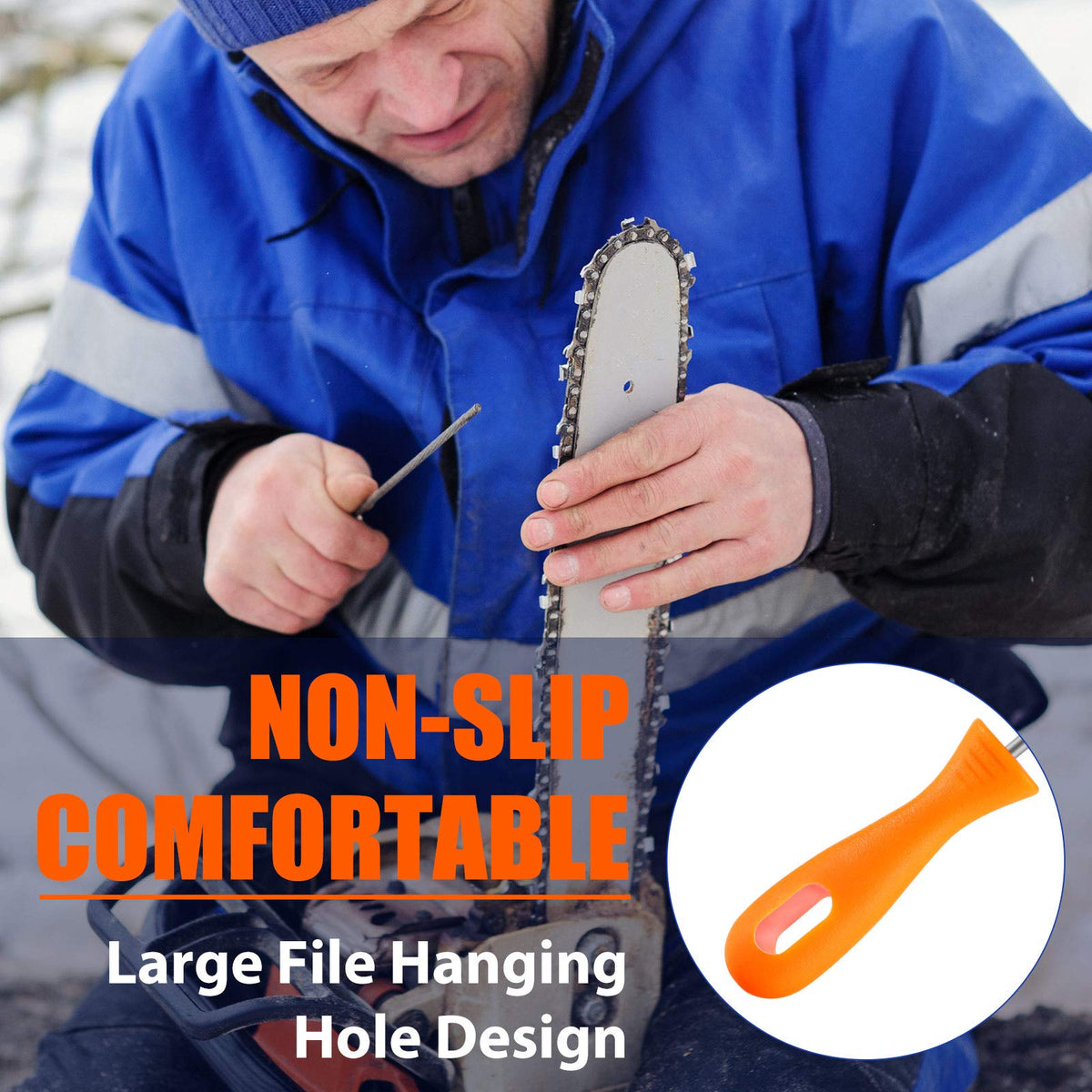 Honoson 11/64 inch file for balanced sharpening and smooth chain performance.