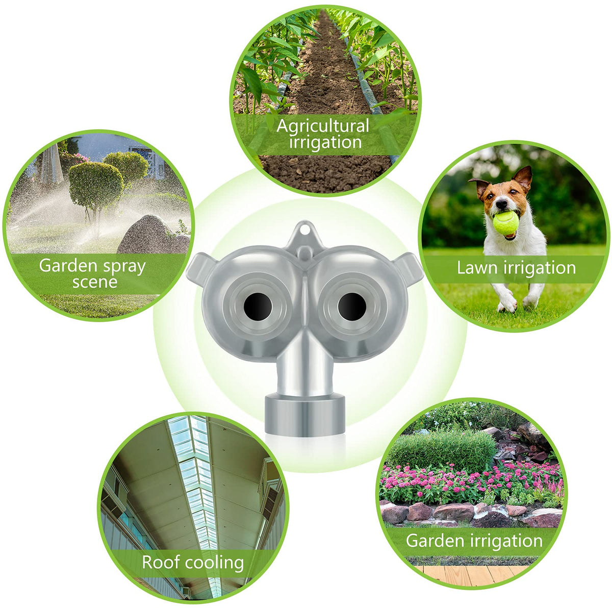 Honoson circle pattern twin spot sprinkler ready to use in outdoor spaces.