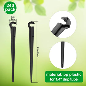 Honoson ground-insert stakes keep 1/4 inch tubing aligned in planters.