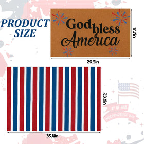 Honoson red, white and blue striped rug adds festive curb appeal indoors or outdoors