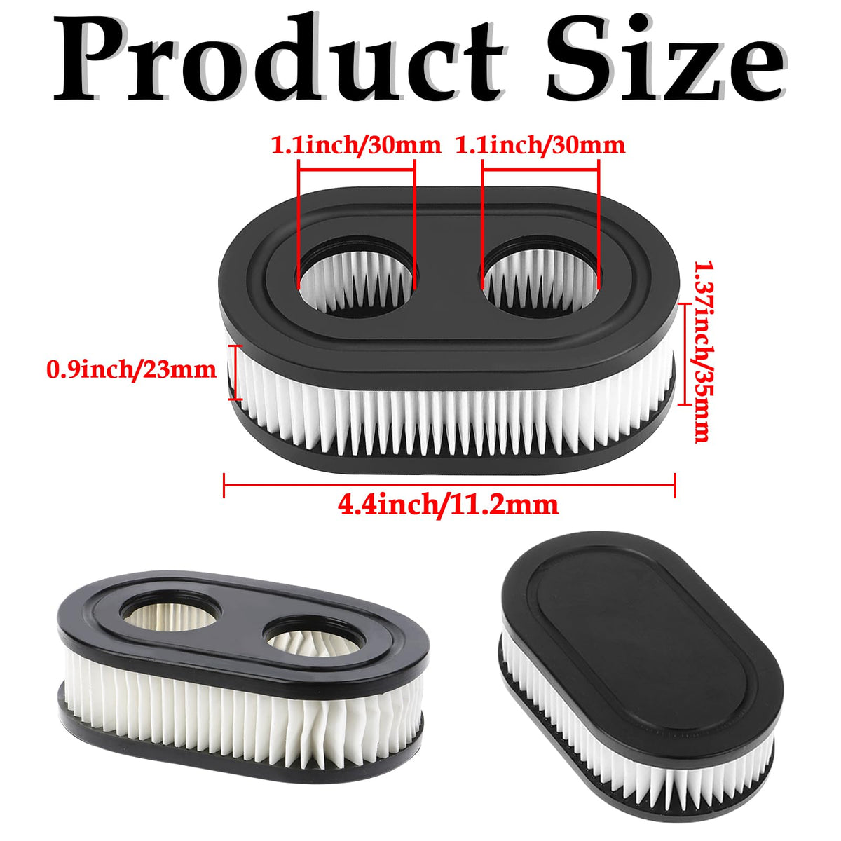 HONSNKS oval flat air filter close-up highlighting compact shape and fit for mower housing