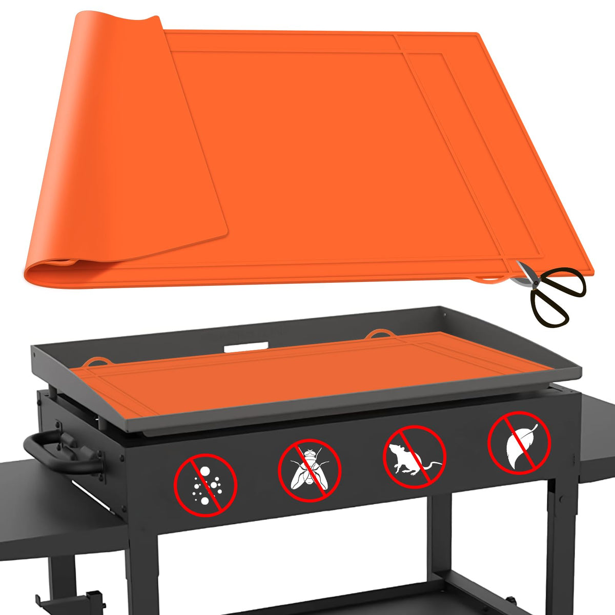 HONSREO 36in griddle silicone mat with magnets for secure, mess-free cooking.