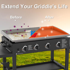 HONSREO food-grade silicone mat protects griddle and reduces mess