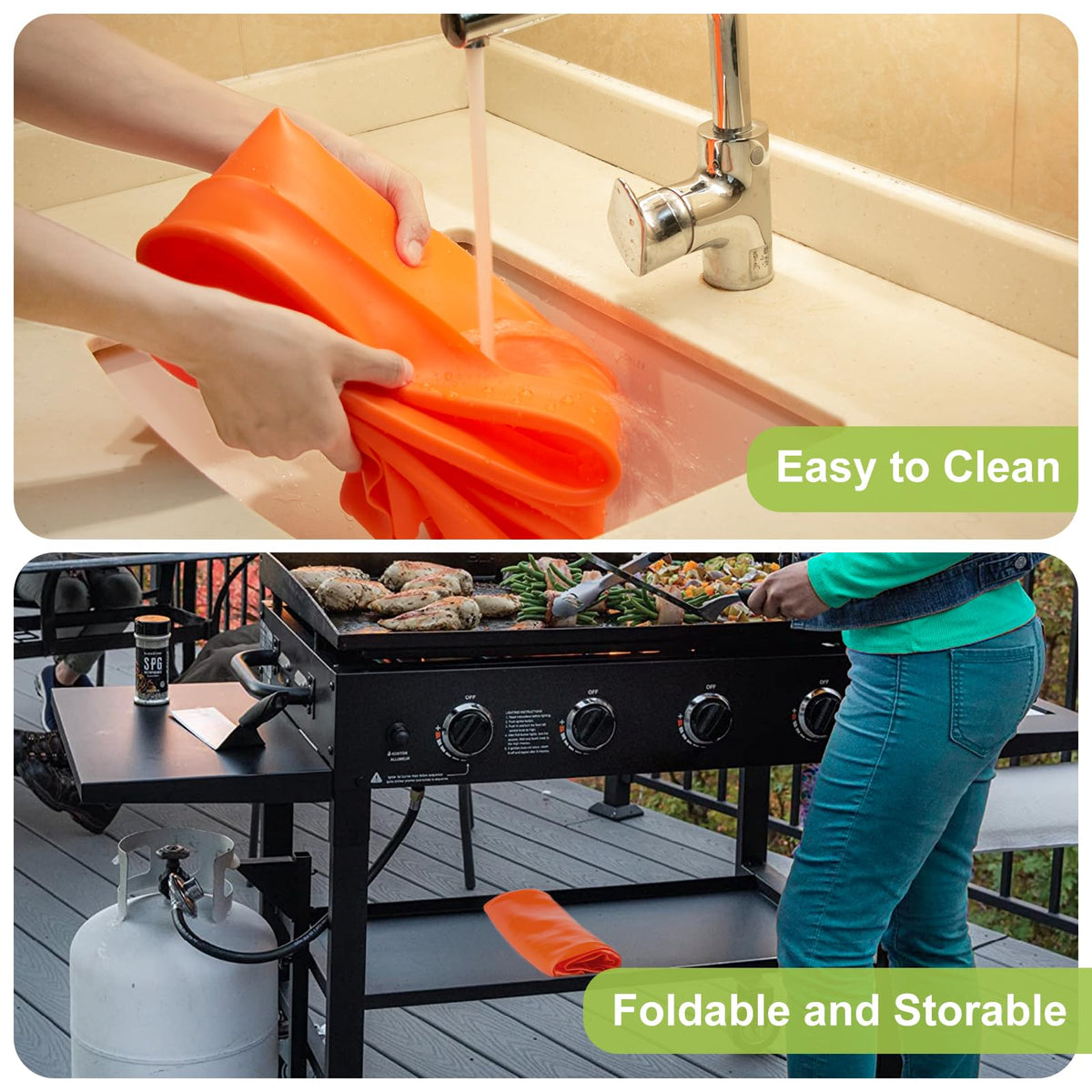 HONSREO orange mat delivers all-season protection for outdoor grills