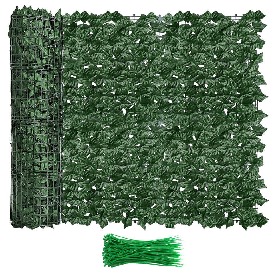 HonyQiShuo artificial ivy close-up showing textured leaves for realistic privacy