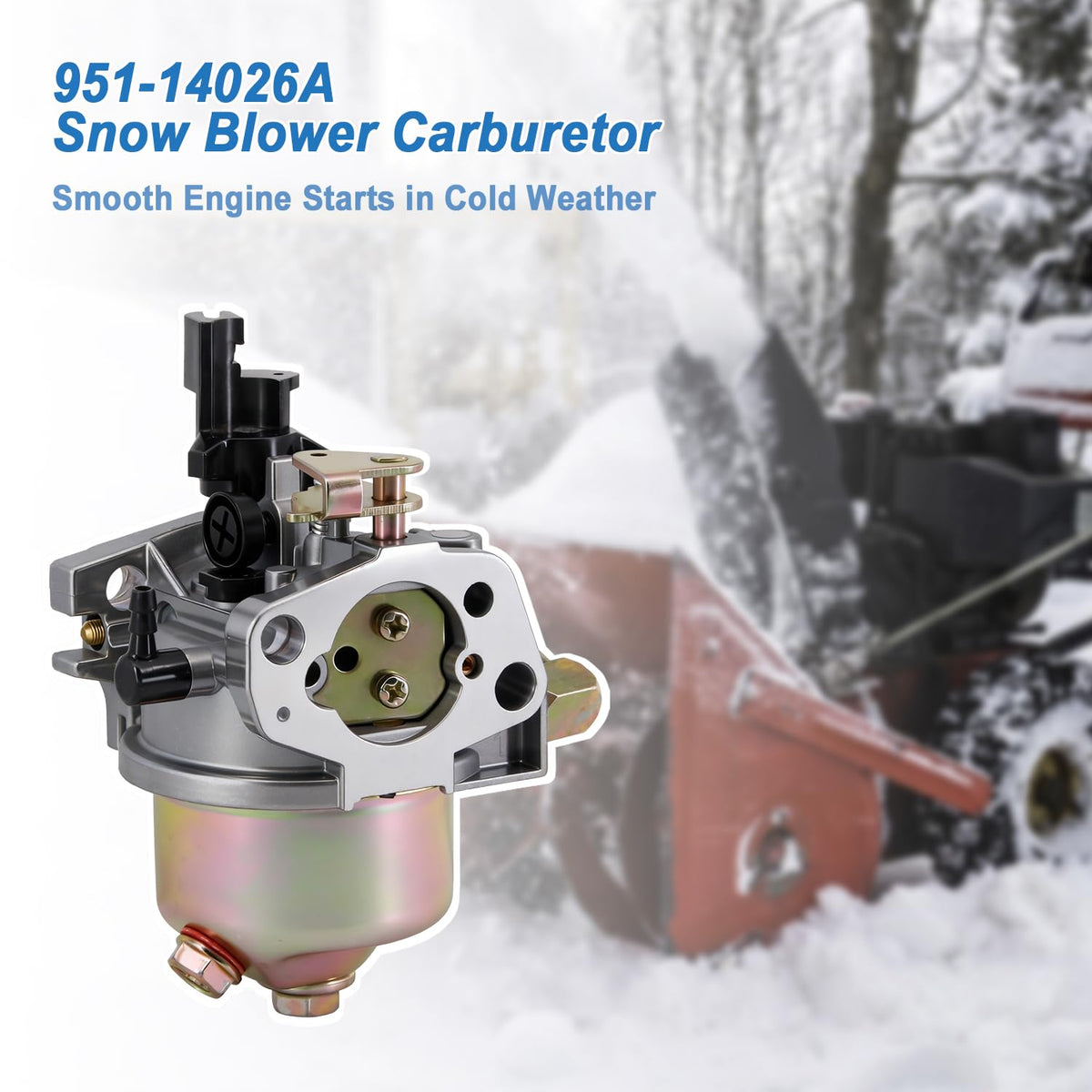 HOOAI 951-12705 carburetor mounted on a compatible snow blower for smoother starts.