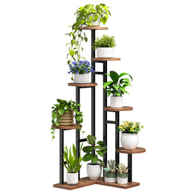 HOOBRO 7-tier corner plant stand side view maximizes corner space for multiple plants