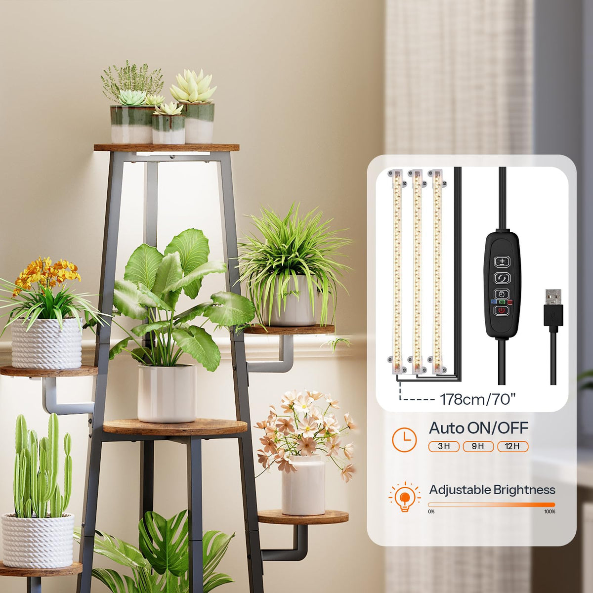 HOOBRO living-room corner garden creates a lush, organized focal point.