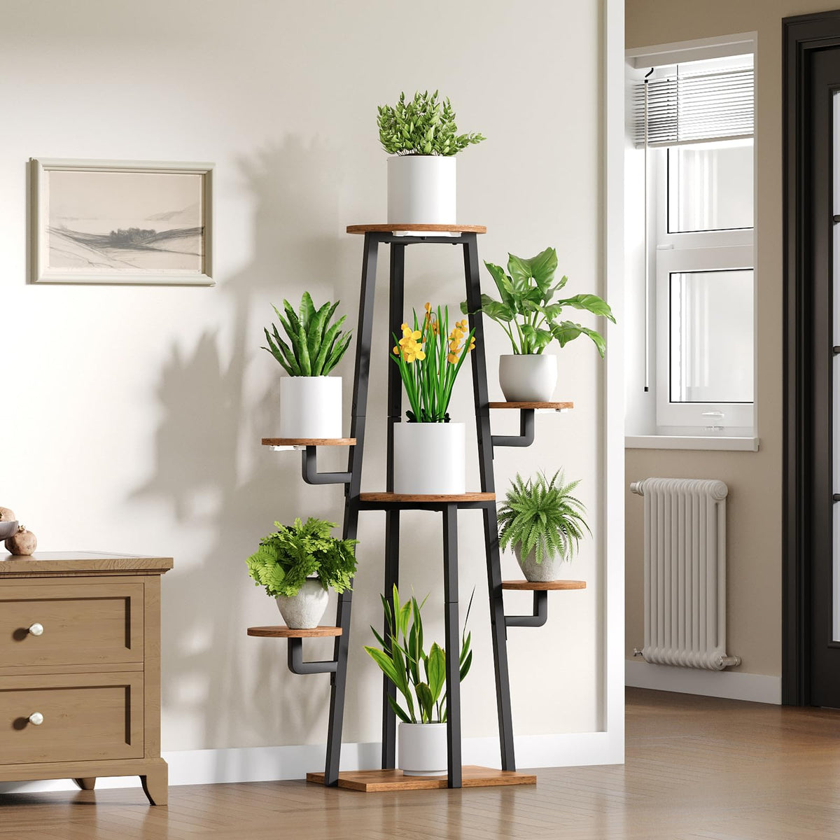 HOOBRO rustic brown finish adds warm decor to any room.