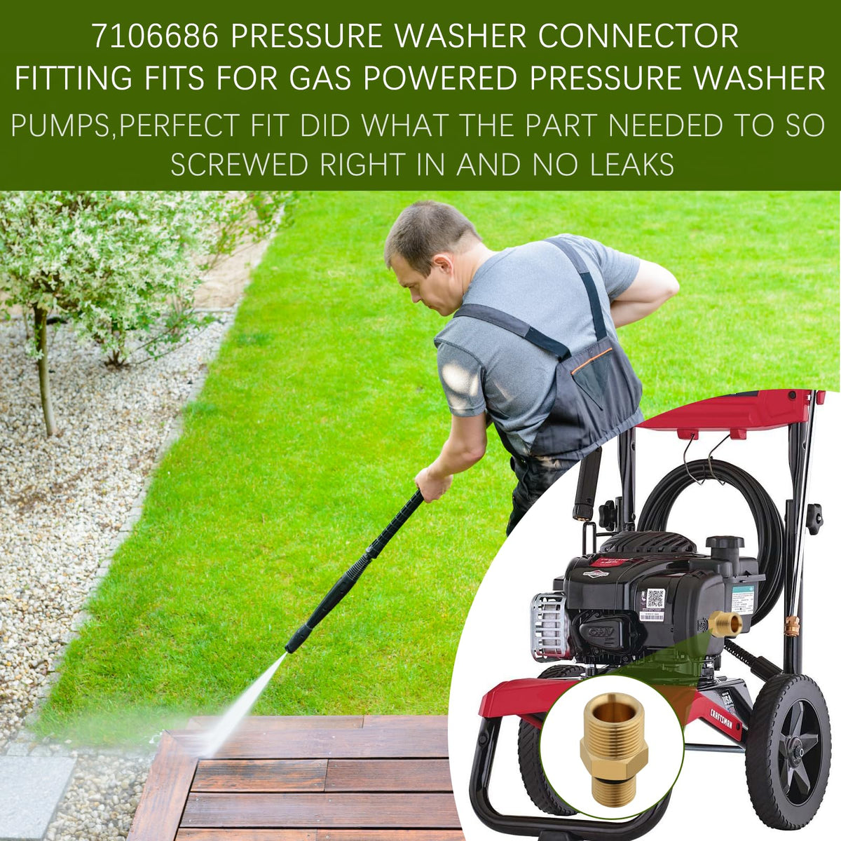 Hooetoy 3/8-inch to M22 adapter connects pump and hose securely.