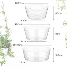 Hoolerry Clear Deep Drip Saucer 10 inch collects drainage and keeps surfaces clean.