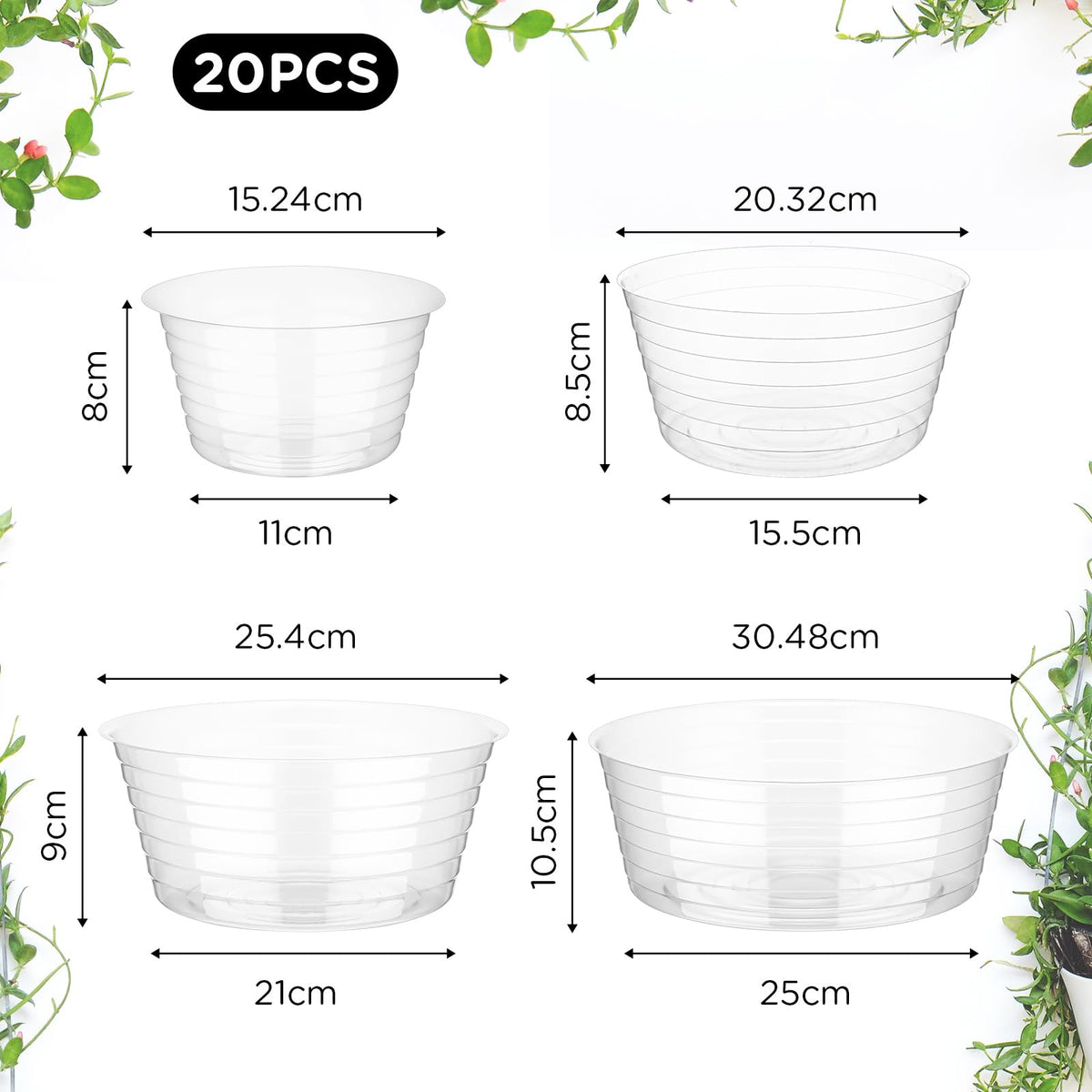 Hoolerry clear deep drip tray 8-inch captures excess water and soil