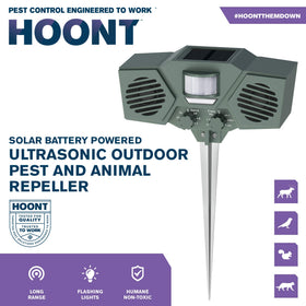 Hoont PIR motion sensor activation up to 30 feet to deter animals.