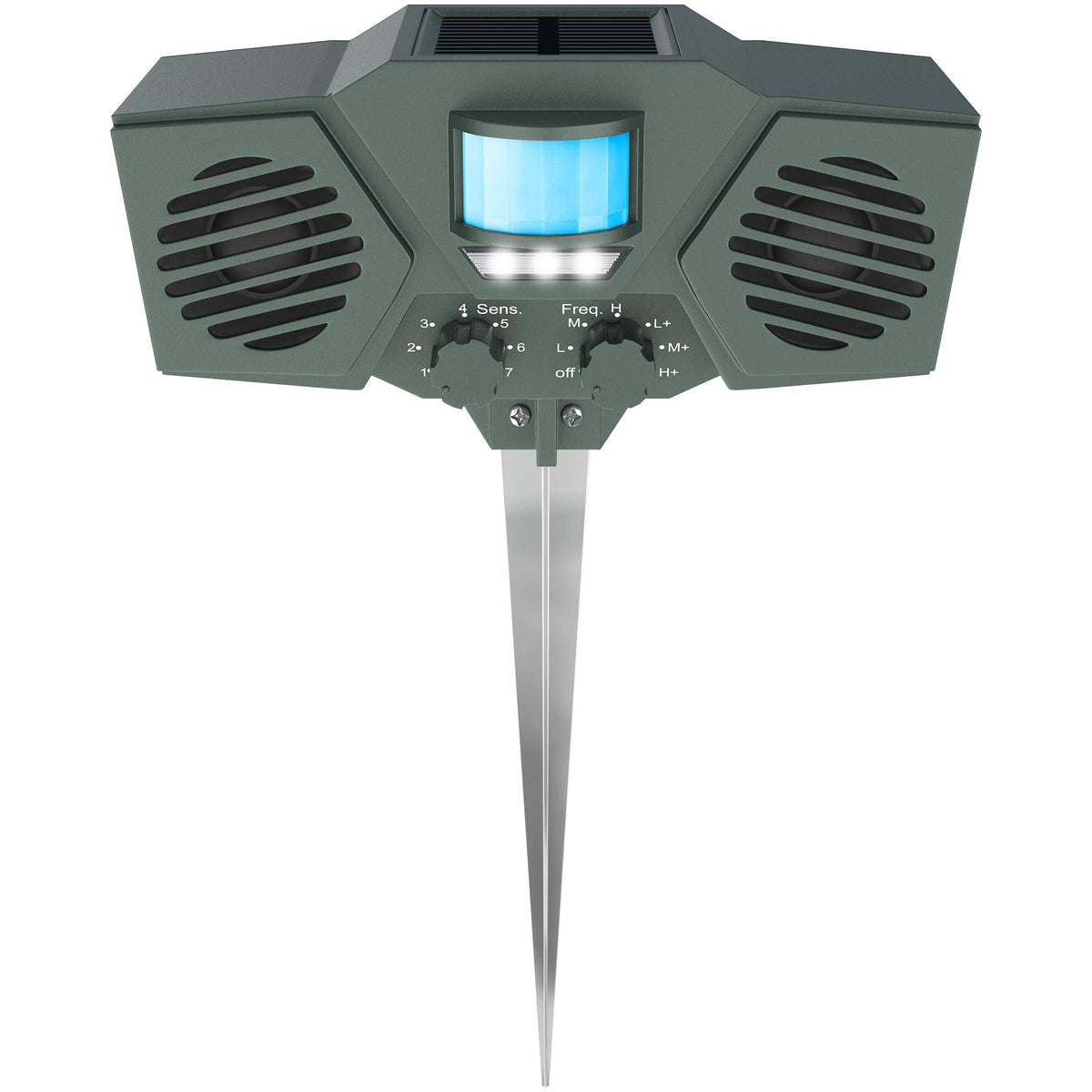 Hoont solar-powered ultrasonic outdoor repeller deters pests with motion-activated sound.